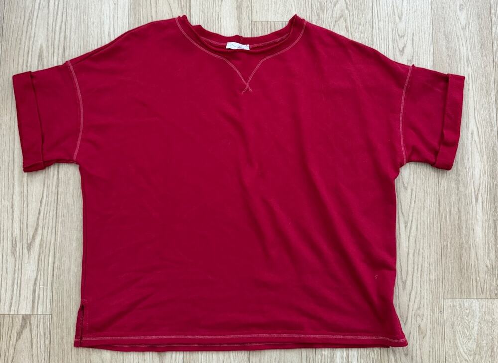 Ceo femme Stylish Women's Top with Rolled Sleeves, Size XL